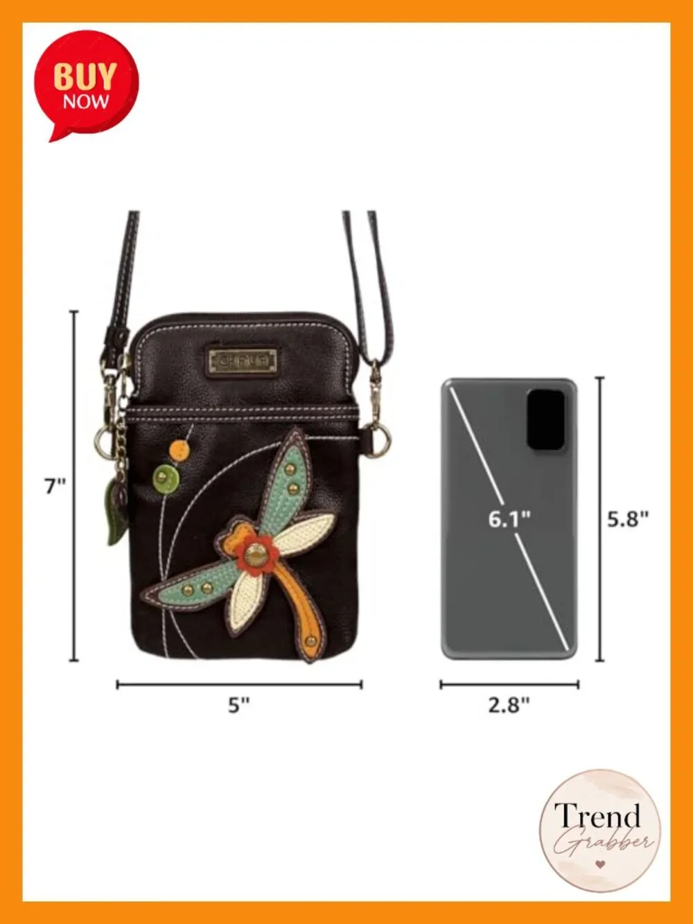 PU Leather Canvas Crossbody Cell Phone Purse with Adjustable Strap